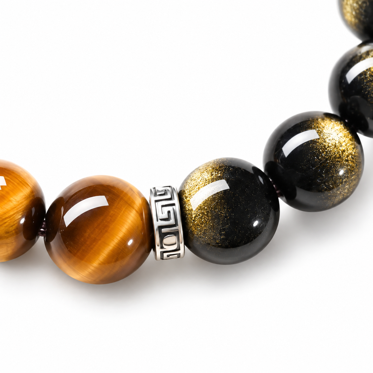 Golden and Black Beaded Bracelet — bead detail