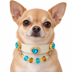 Ocean Sunlight Heart Beaded Pet Collar - AI pet wearing styling illustration