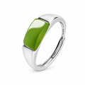 Olive Green Rectangular Adjustable Ring — front view on white