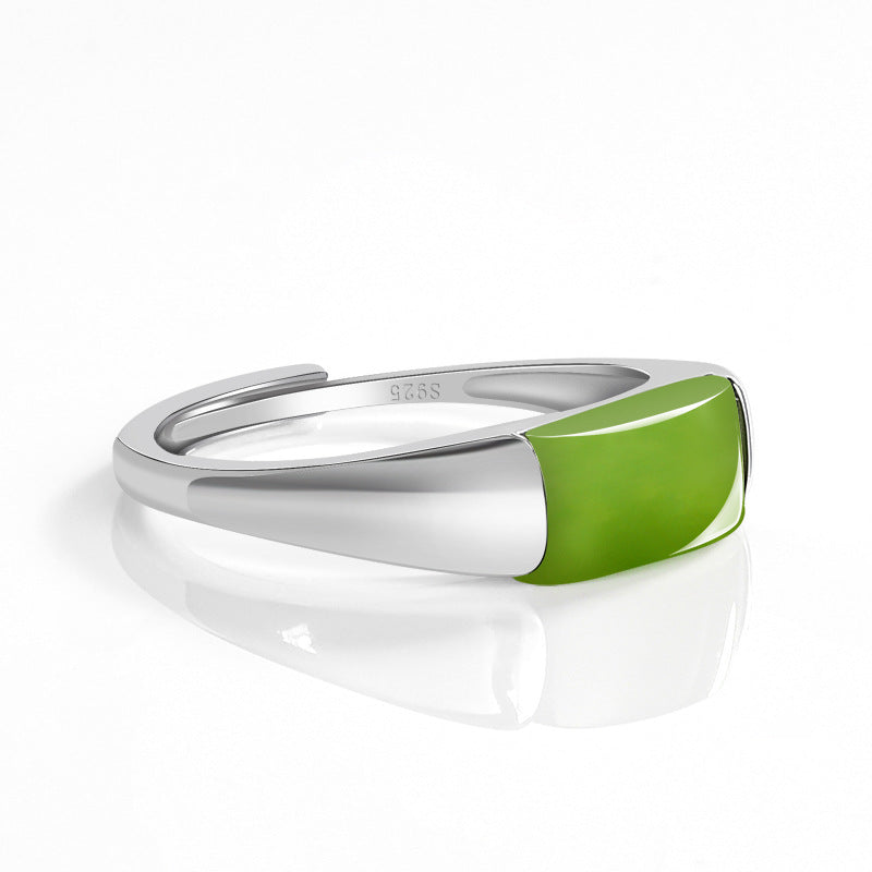 Olive Green Rectangular Adjustable Ring — side angle