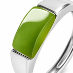 Olive Green Rectangular Adjustable Ring — front detail
