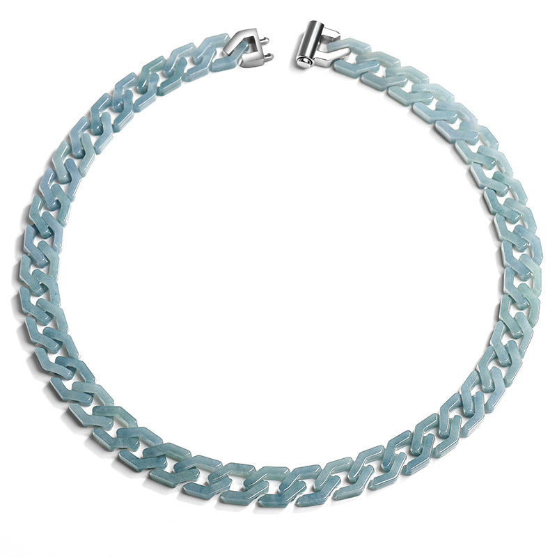 Pale Blue Angular Link Bracelet and Necklace — necklace style