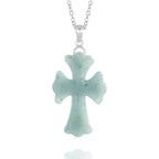 Pale Blue Cross Pendant Necklace — rear view