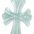 Pale Blue Cross Pendant Necklace — front detail