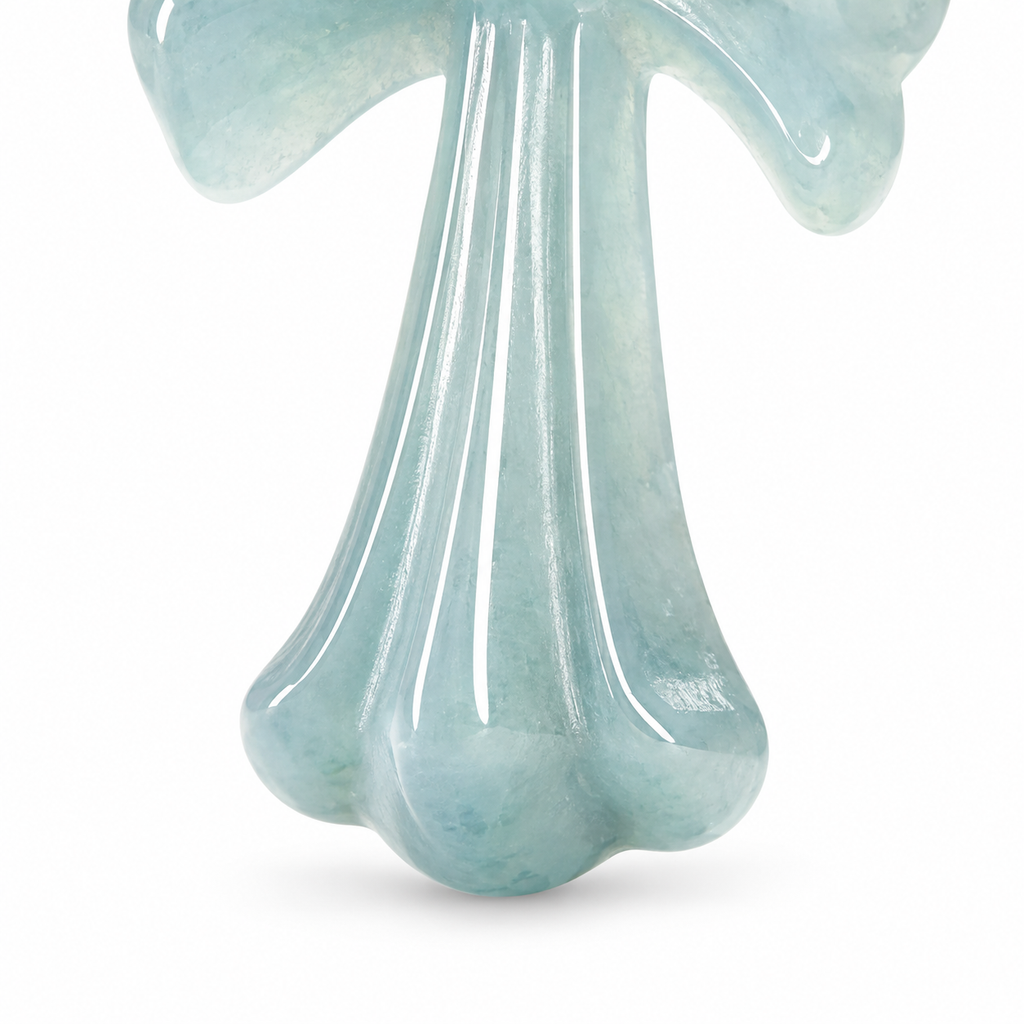 Pale Blue Cross Pendant Necklace — close-up detail