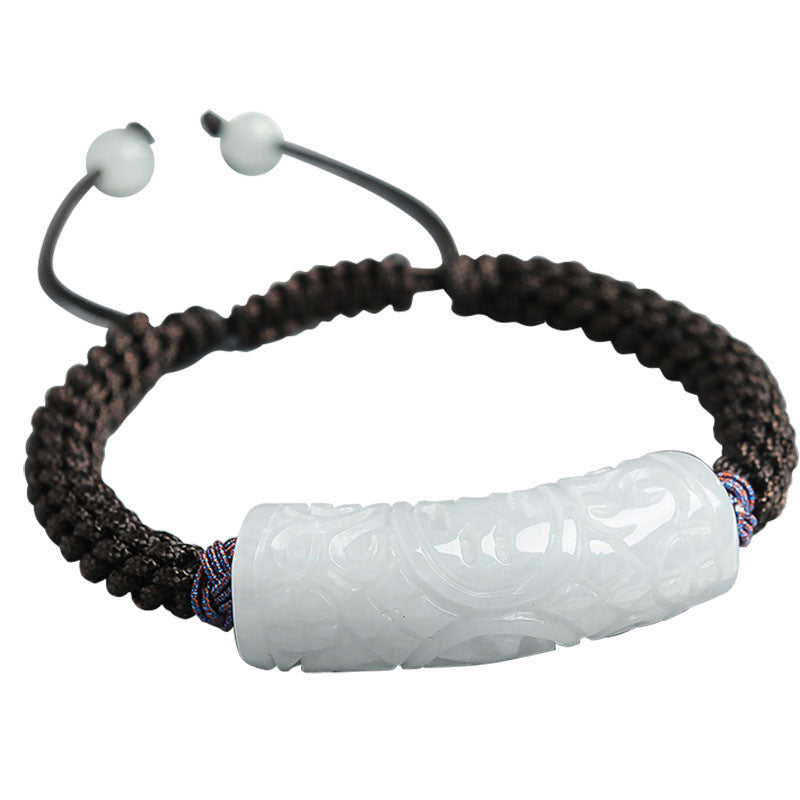 Pale Carved Bar Braided Bracelet - angled view on white