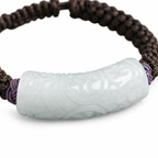 Pale Carved Bar Braided Bracelet - centerpiece detail on white