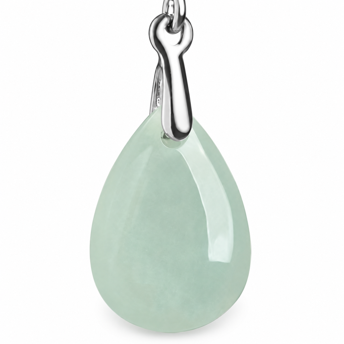 Pale Green Teardrop Earrings — teardrop and bail detail