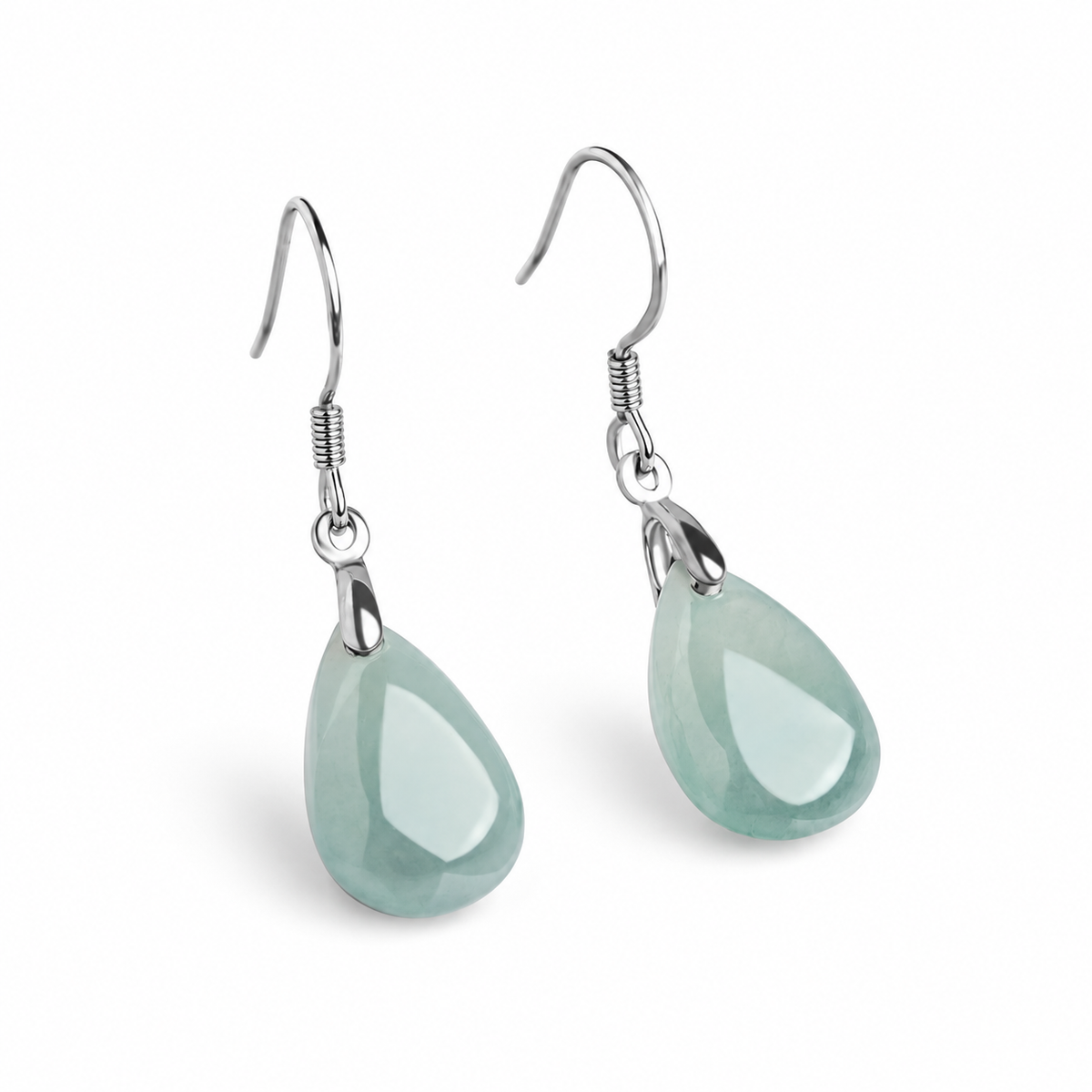 Pale Green Teardrop Earrings — side angle