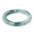 Pale Teal Bamboo Detail Ring — angled view on white