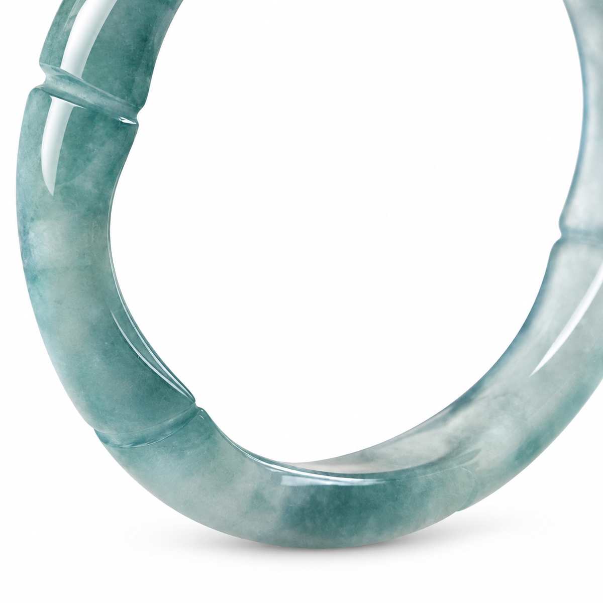 Pale Teal Bamboo Detail Ring — close-up detail