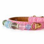 Pastel Crown Beaded Pet Collar - bead and strap detail