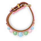 Pastel Crown Beaded Pet Collar - overhead view