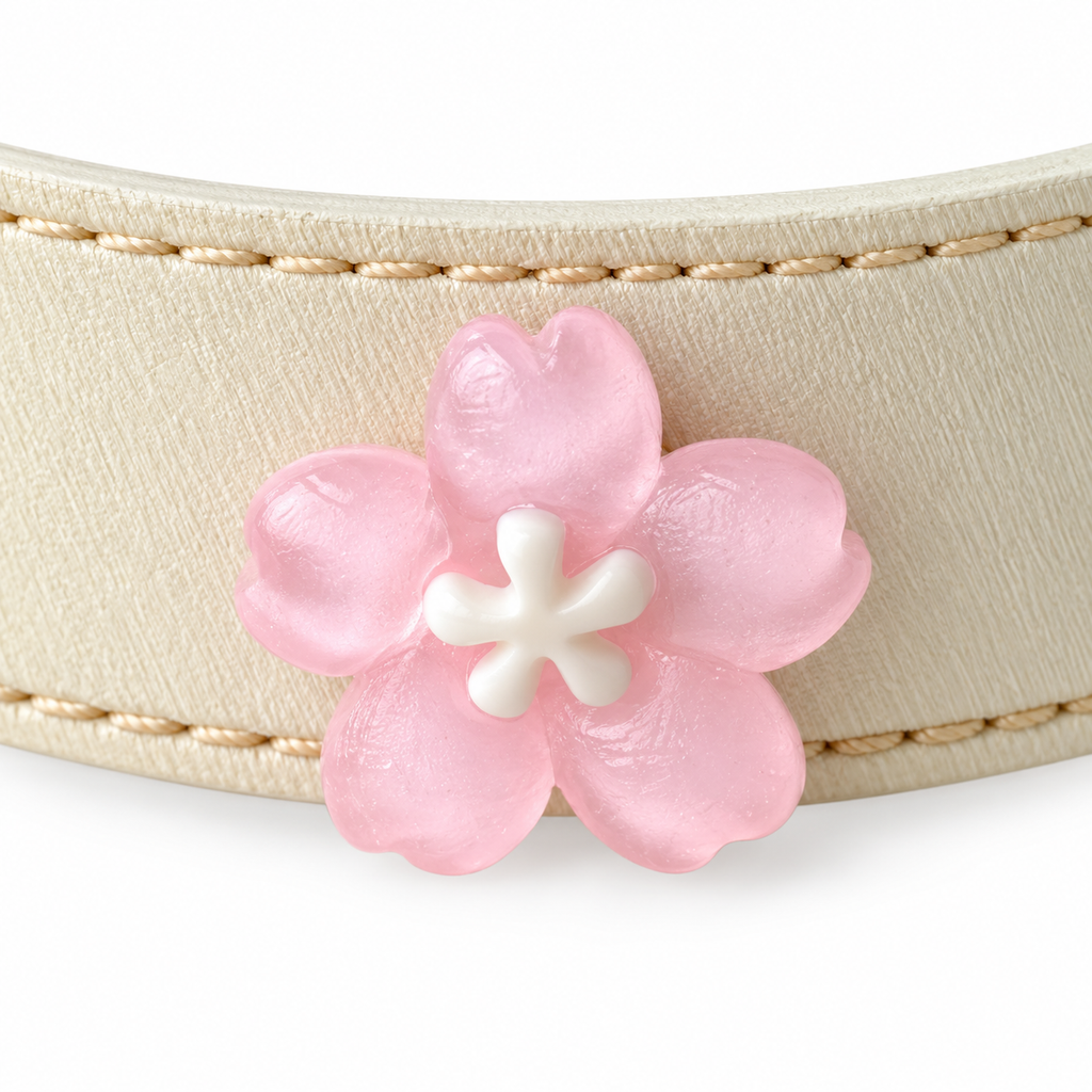 Pastel Garden Snow Beaded Pet Collar - central decorative accent detail