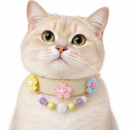 Pastel Garden Snow Beaded Pet Collar - AI pet wearing styling illustration