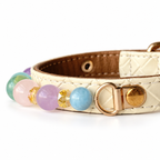 Pastel Prism Beaded Pet Collar - bead and strap detail