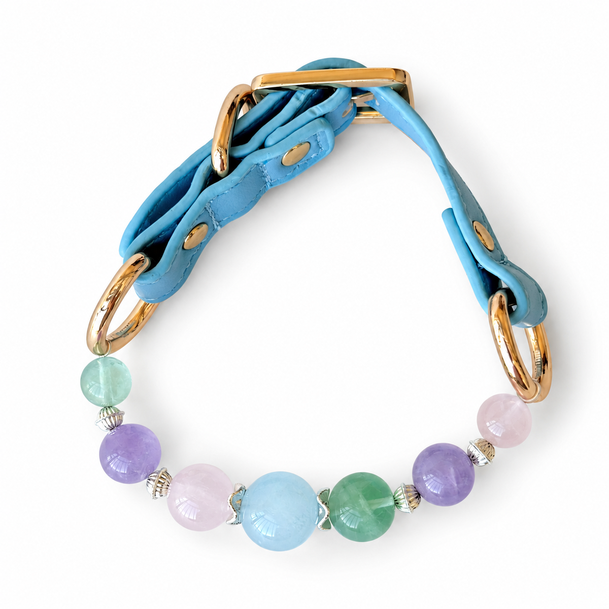 Pastel Tide Beaded Pet Collar - overhead view
