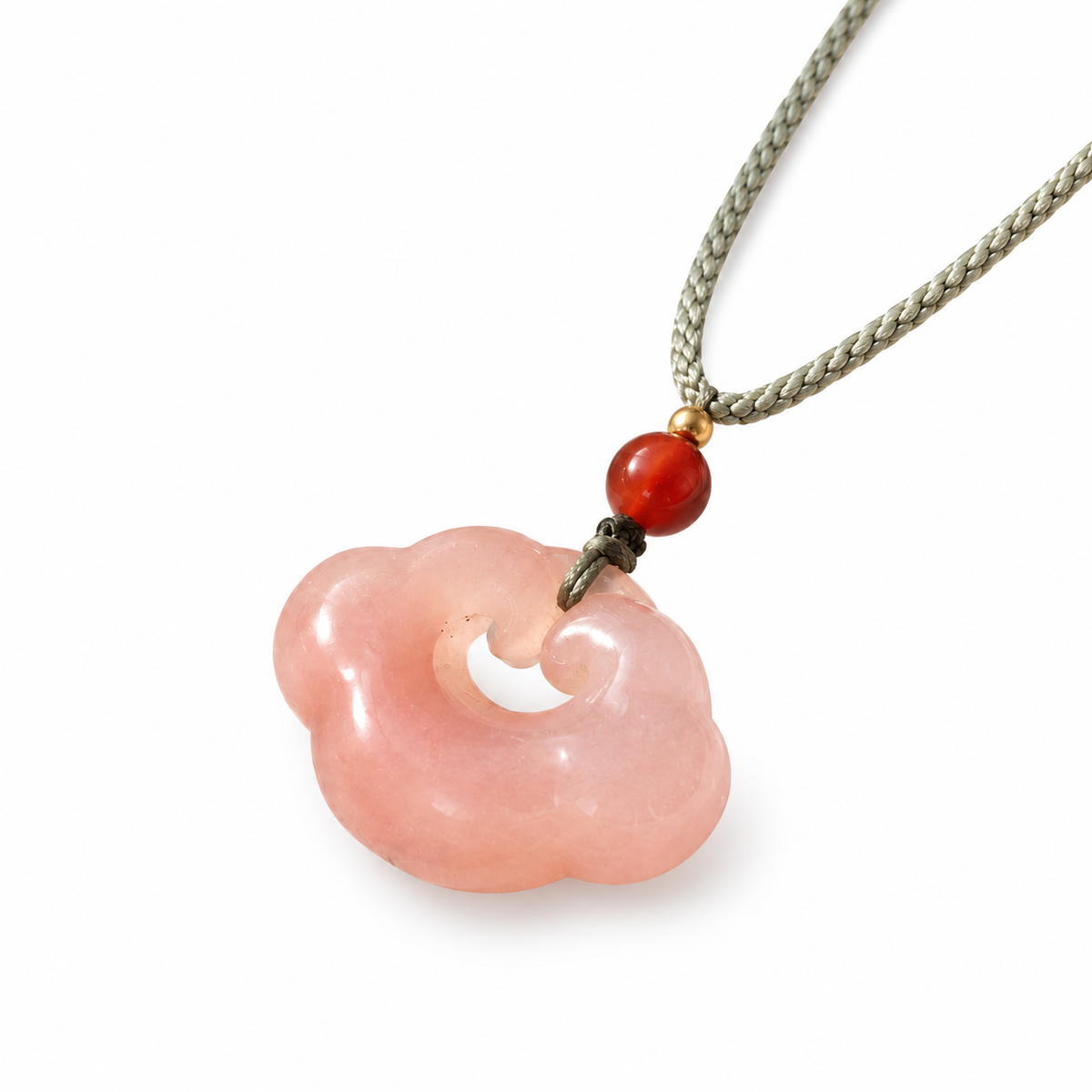 Pink Cloud Pendant Necklace — angled view