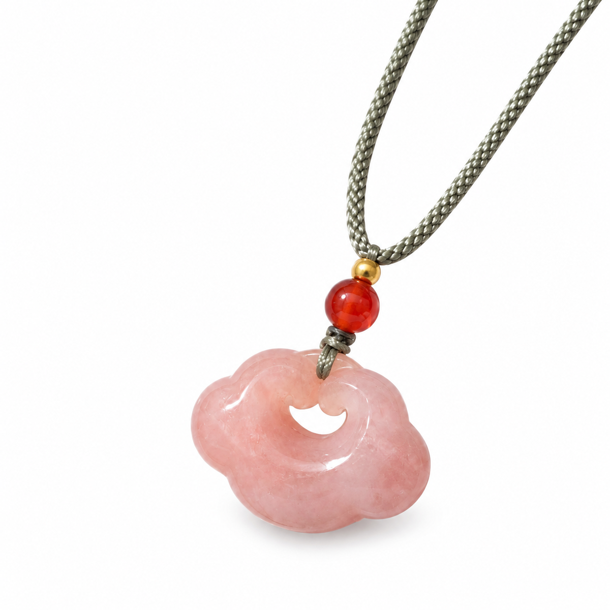 Pink Cloud Pendant Necklace — cord detail view