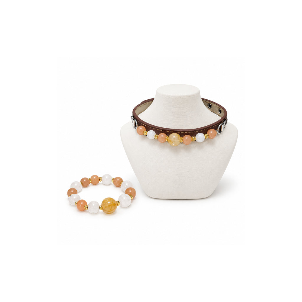 Peach Snow Human & Pet Match — matching bracelet and pet collar, sold separately