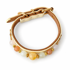 Peach Sunrise Beaded Pet Collar - overhead view