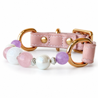 Pearl Blossom Beaded Pet Collar - bead and strap detail