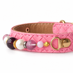 Pearl Dusk Beaded Pet Collar - bead and strap detail