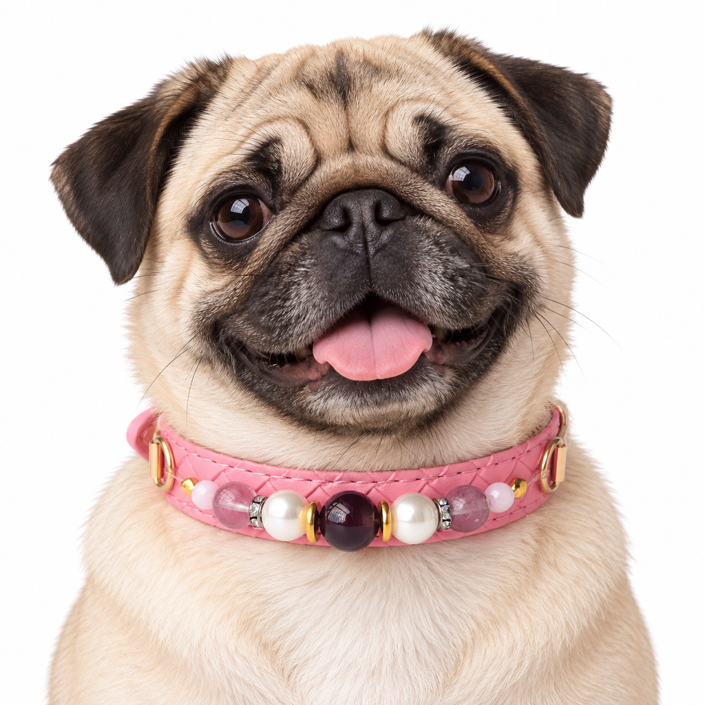 Pearl Dusk Beaded Pet Collar - AI pet wearing styling illustration