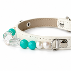 Pearl Lagoon Beaded Pet Collar - bead and strap detail