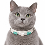 Pearl Lagoon Beaded Pet Collar - AI pet wearing styling illustration