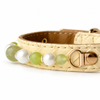Pearl Orchard Beaded Pet Collar - bead and strap detail