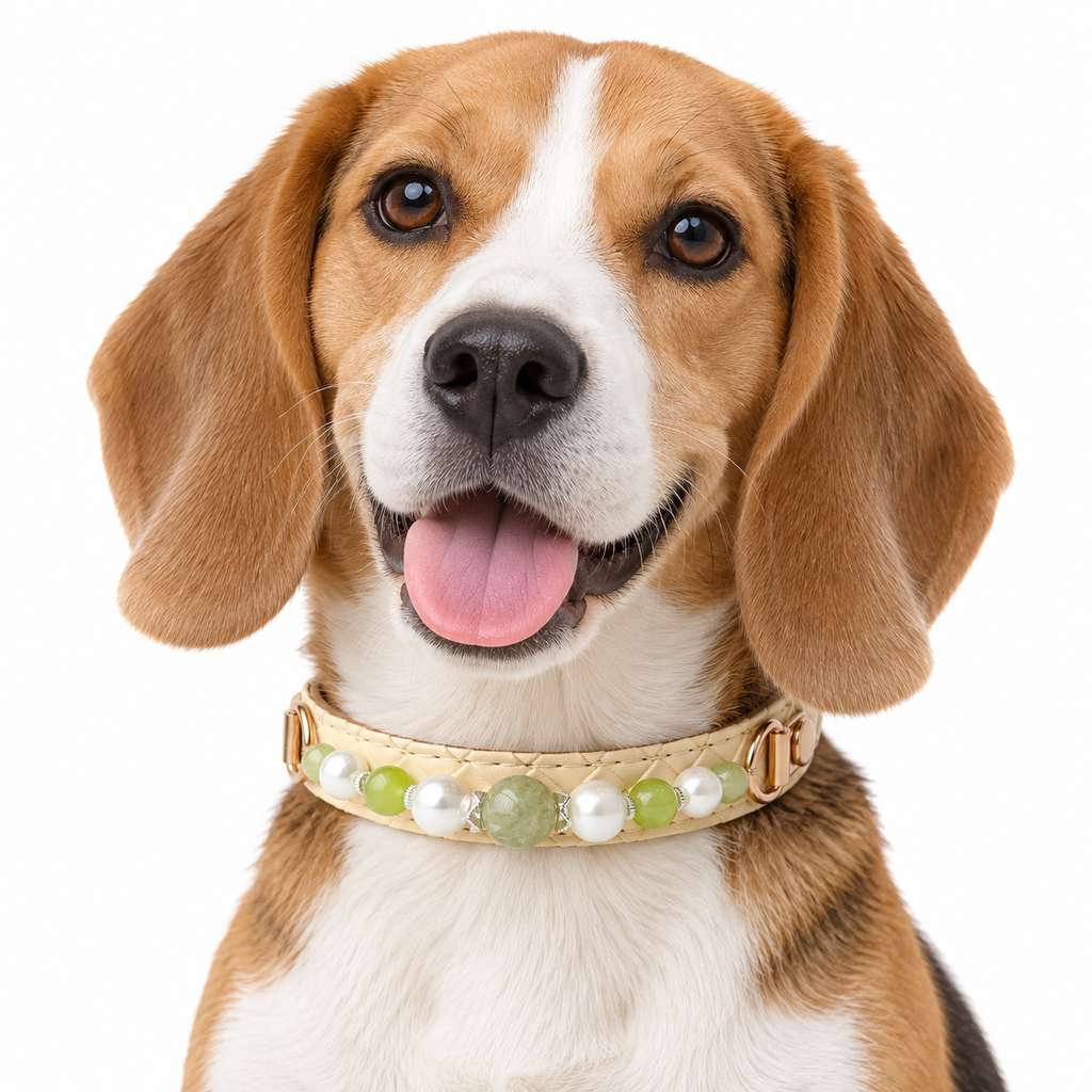 Pearl Orchard Beaded Pet Collar - AI pet wearing styling illustration
