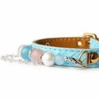 Pearl Tiara Beaded Pet Collar - bead and strap detail