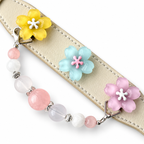 Pink Meadow Blossom Beaded Pet Collar - central bead detail