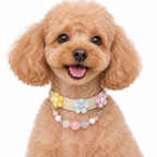 Pink Meadow Blossom Beaded Pet Collar - AI pet wearing styling illustration