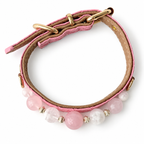 Pink Snow Beaded Pet Collar - overhead view
