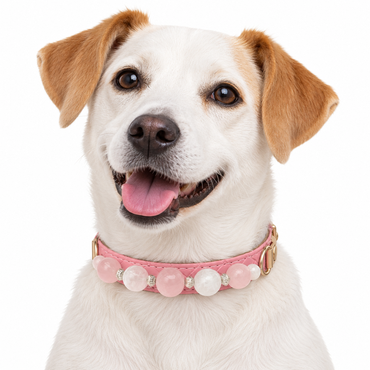 Pink Snow Beaded Pet Collar - AI pet wearing styling illustration