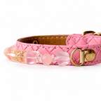 Pink Sunlight Beaded Pet Collar - bead and strap detail