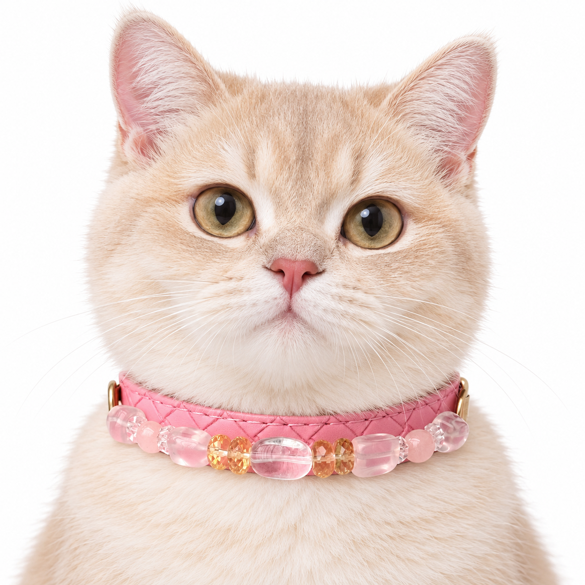Pink Sunlight Beaded Pet Collar - AI pet wearing styling illustration