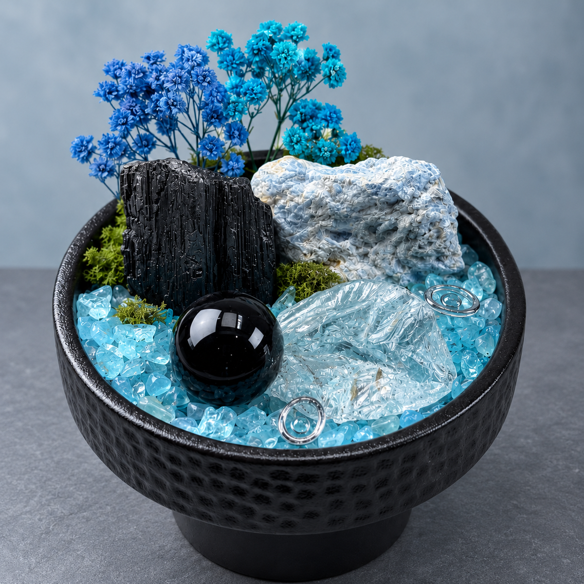 Quiet Harbor Crystal Garden — centerpiece and botanical detail