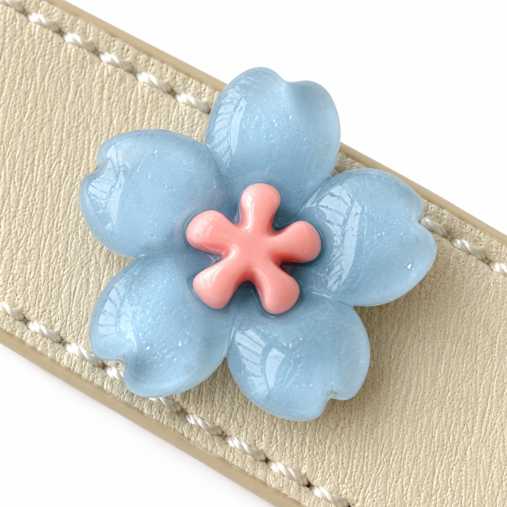 Rainbow Pastel Bloom Beaded Pet Collar - central decorative accent detail