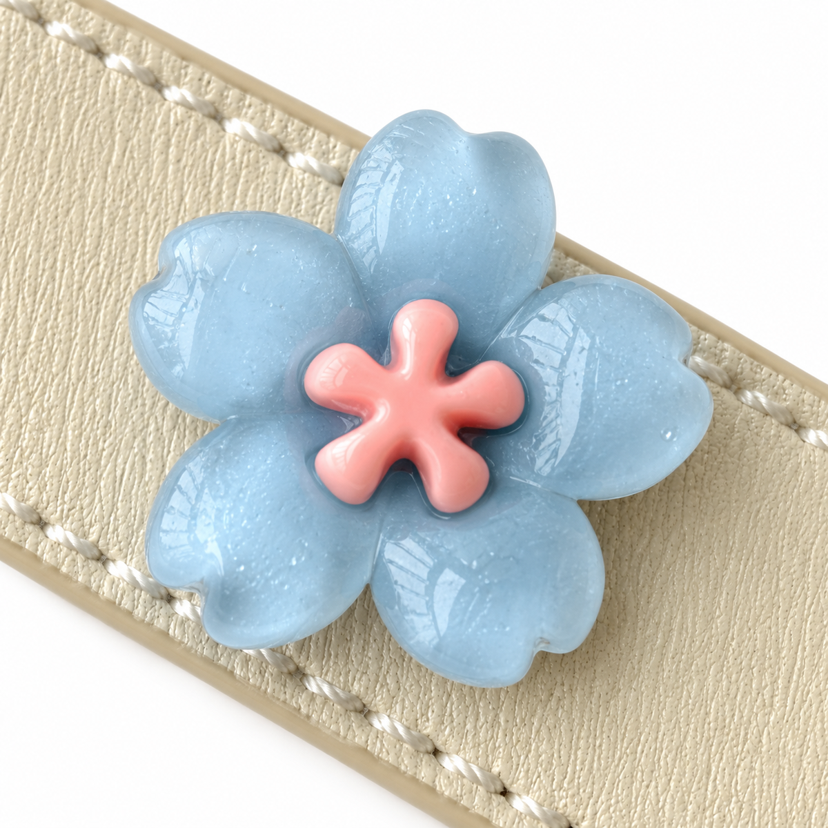 Rainbow Pastel Bloom Beaded Pet Collar - central decorative accent detail