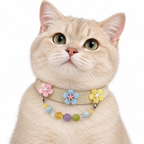 Rainbow Pastel Bloom Beaded Pet Collar - AI pet wearing styling illustration