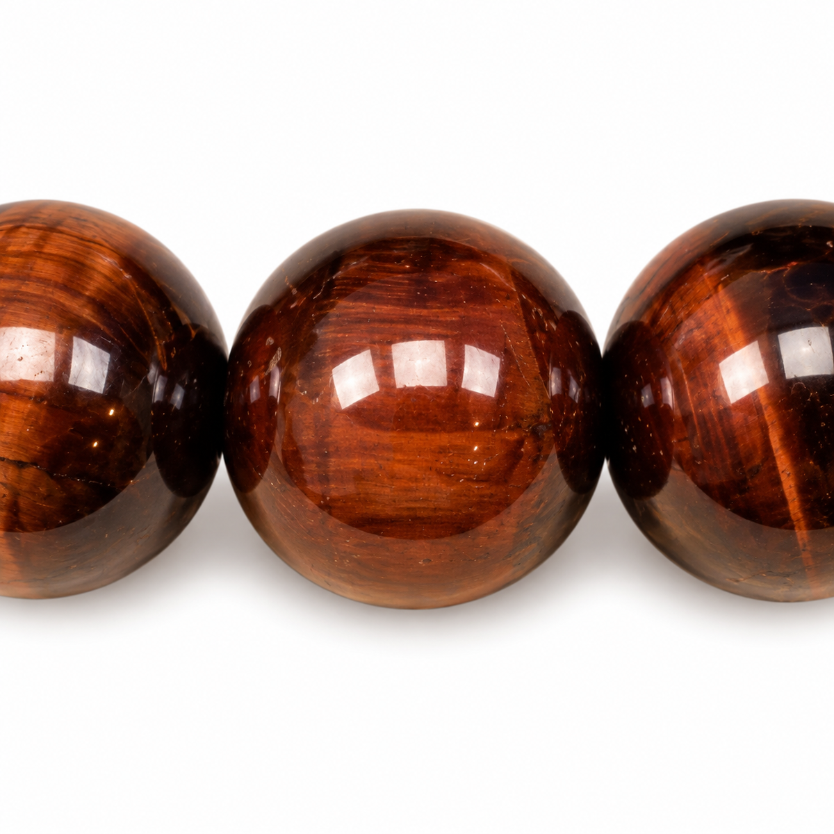 Red Tiger’s Eye Beaded Bracelet — bead detail