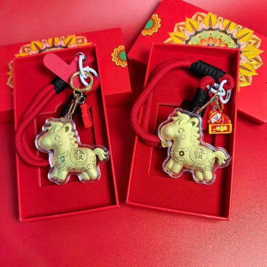 Golden Fortune Horse Keychain - Wealth & Luck Charm Amulet