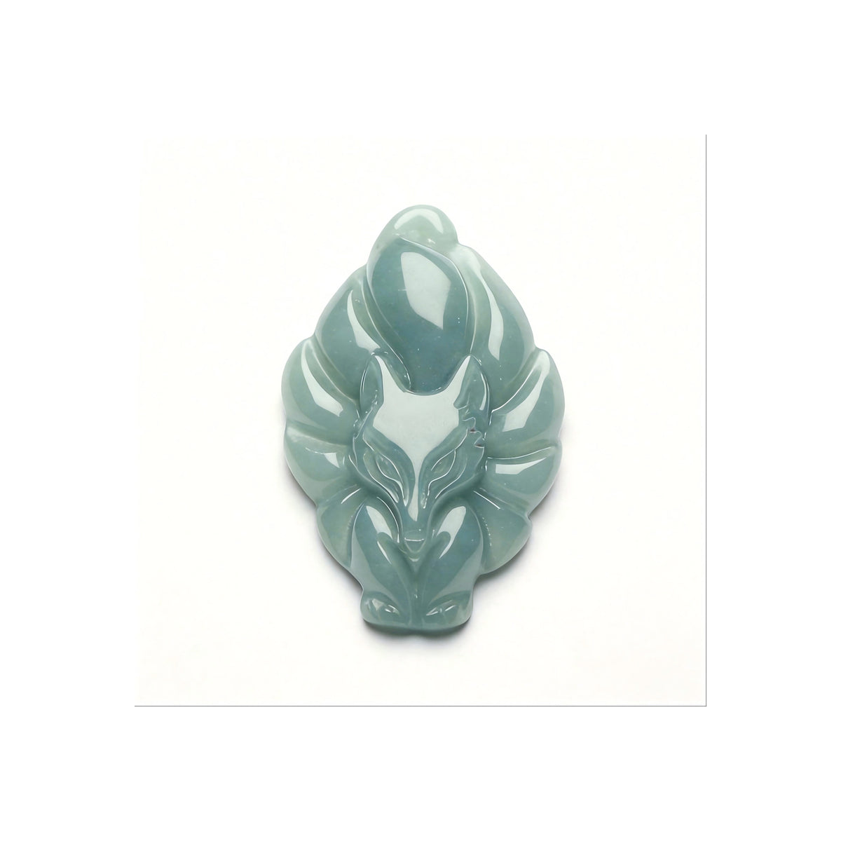 Natural Icy Jade Fox Pendant - Grade A Hand-Carved Jade Jewelry