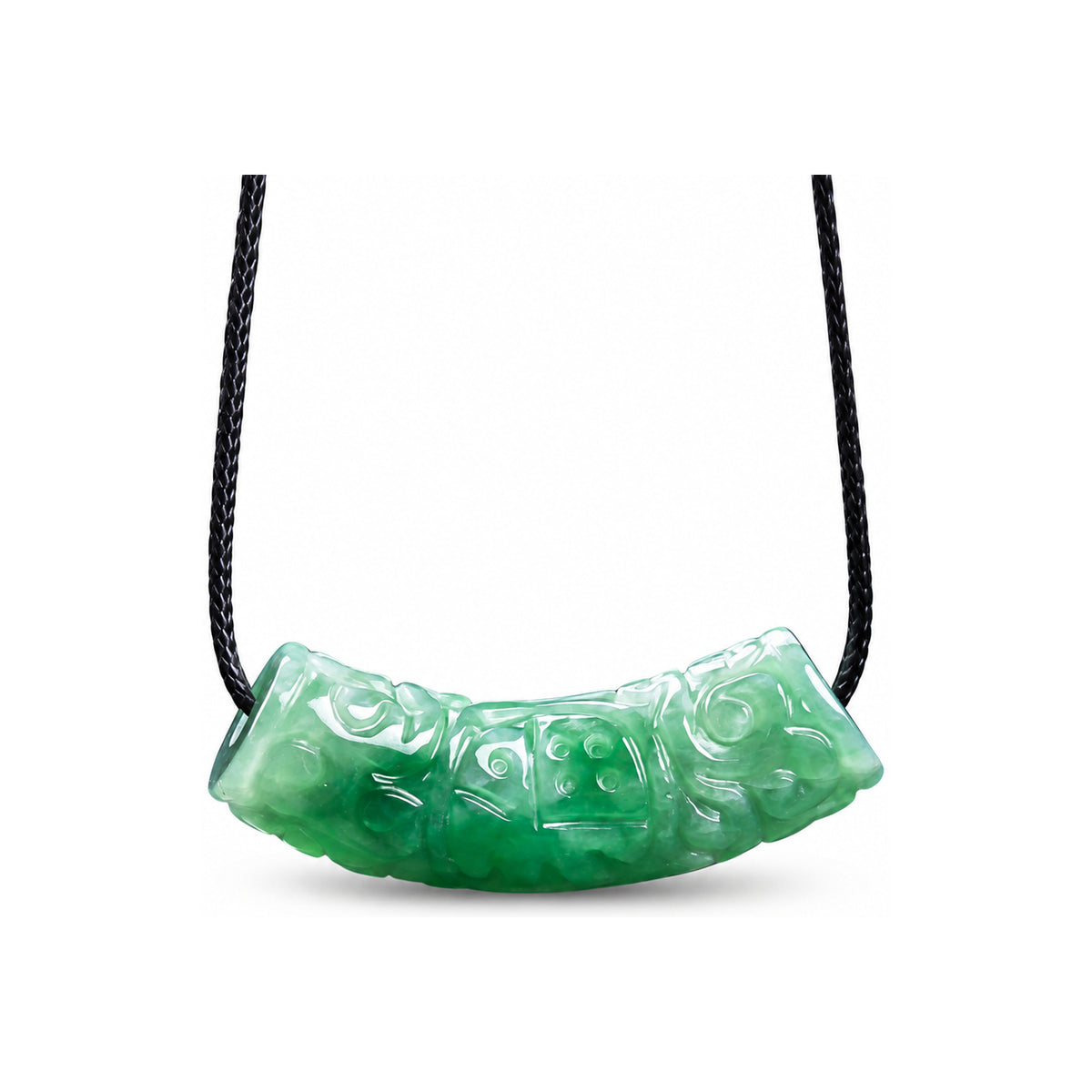 Green Curved Tube Pendant — front view