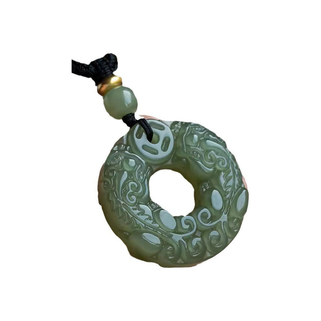 Authentic Hetian Jade Carved Pixiu Donut Pendant | Feng Shui Wealth Amulet