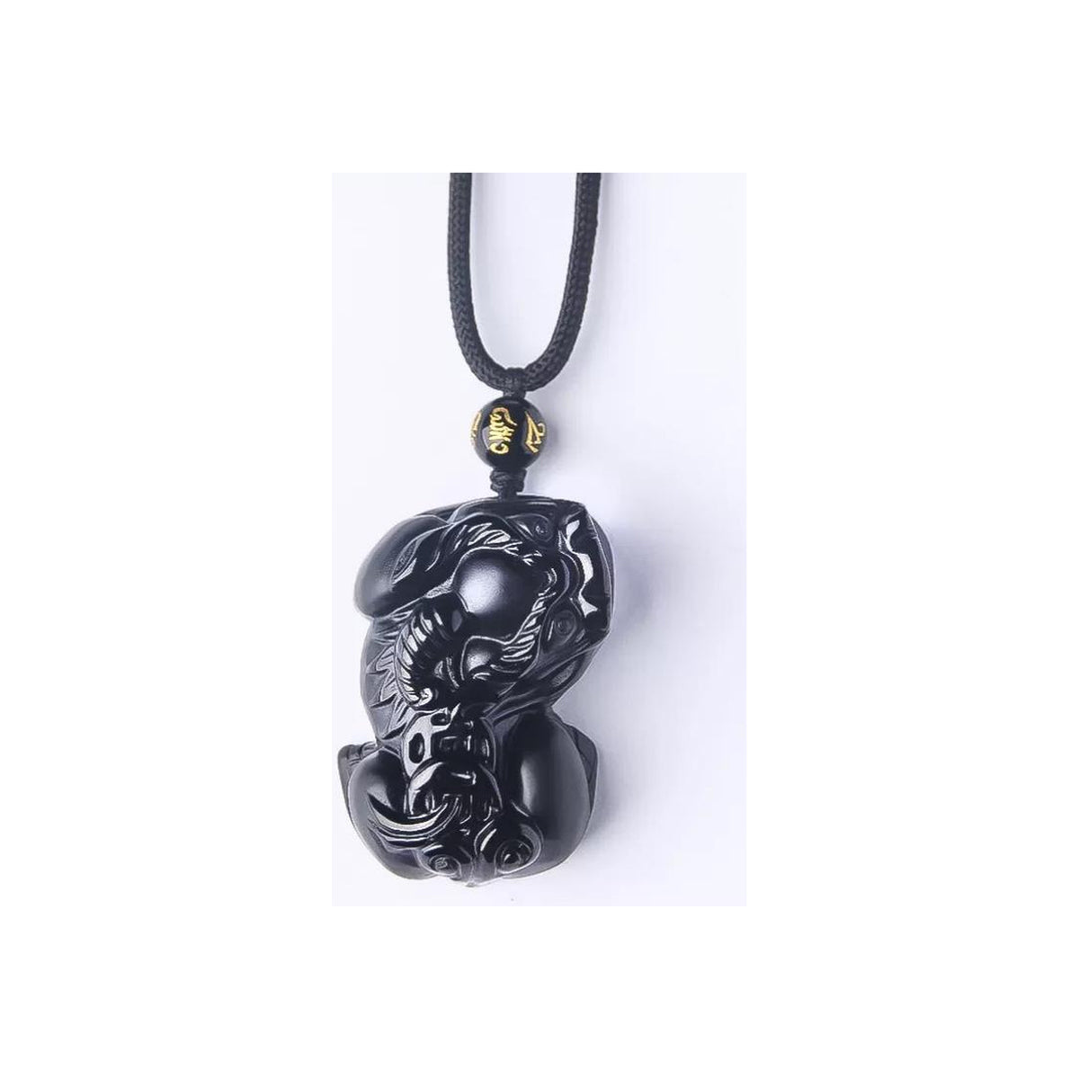 Natural Black Obsidian Pixiu Pendant | Feng Shui Wealth & Protection Amulet