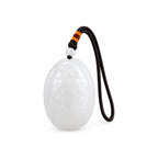 Front view of a white jade turtle amulet pendant with carved shell pattern and dark braided cord